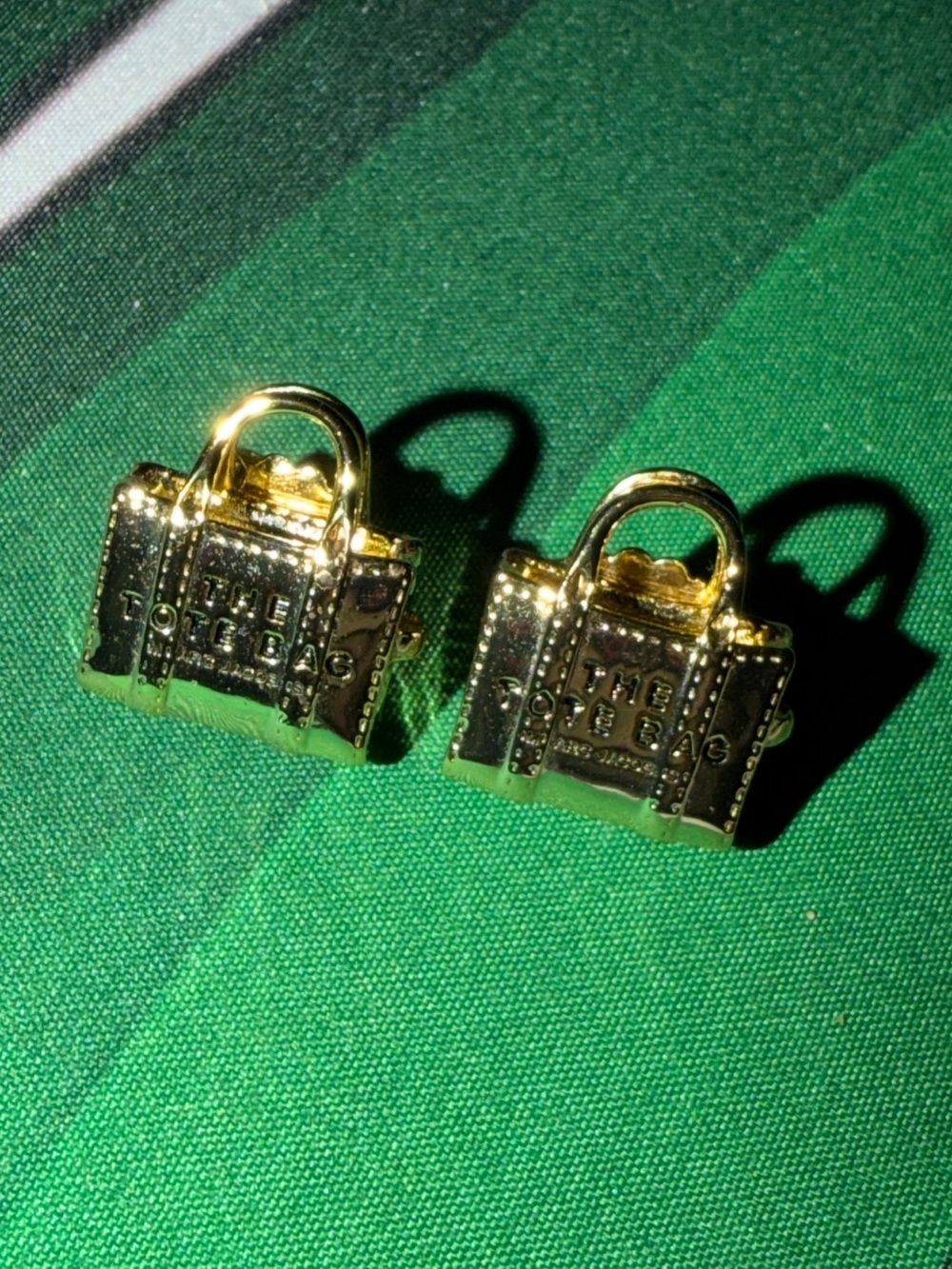 MARC JACOBS Gold Duffle Bag Earrings